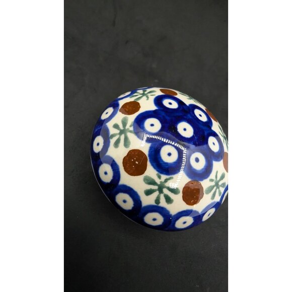 Replacememt lid Polish Pottery Boleslawiec Vase Peacock Pattern unmarked - Picture 3 of 9